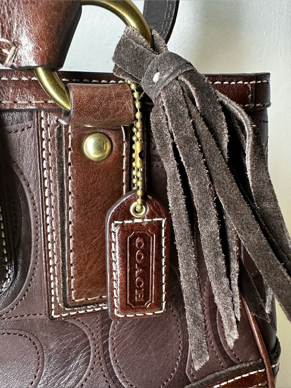 COACH Vintage Hampton Signature 11330 Brown Leather Shoulder Bag - Picture 11 of 15